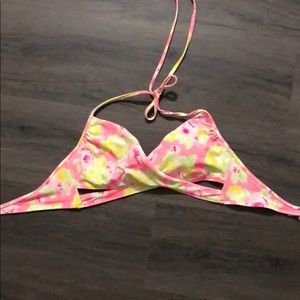 victoria’s secret pink floral wrap bikini top